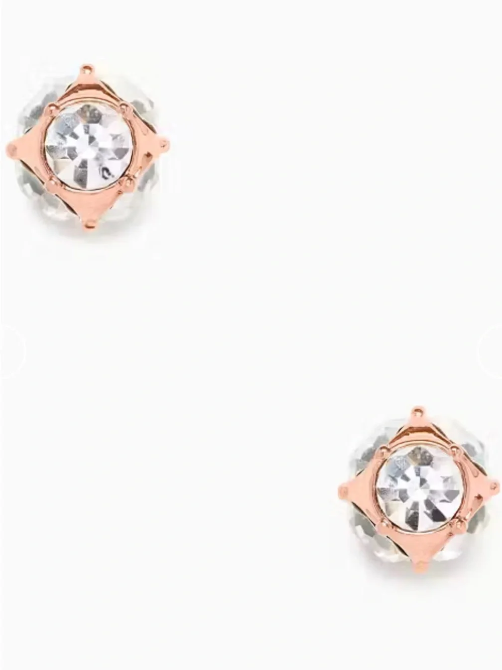 NWT kate spade Rose Gold and Clear Crystal Stud Earrings